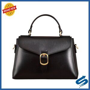 Vegan Leather Satchel Bag with Detachable Clutch, Magnetic Flap Closure